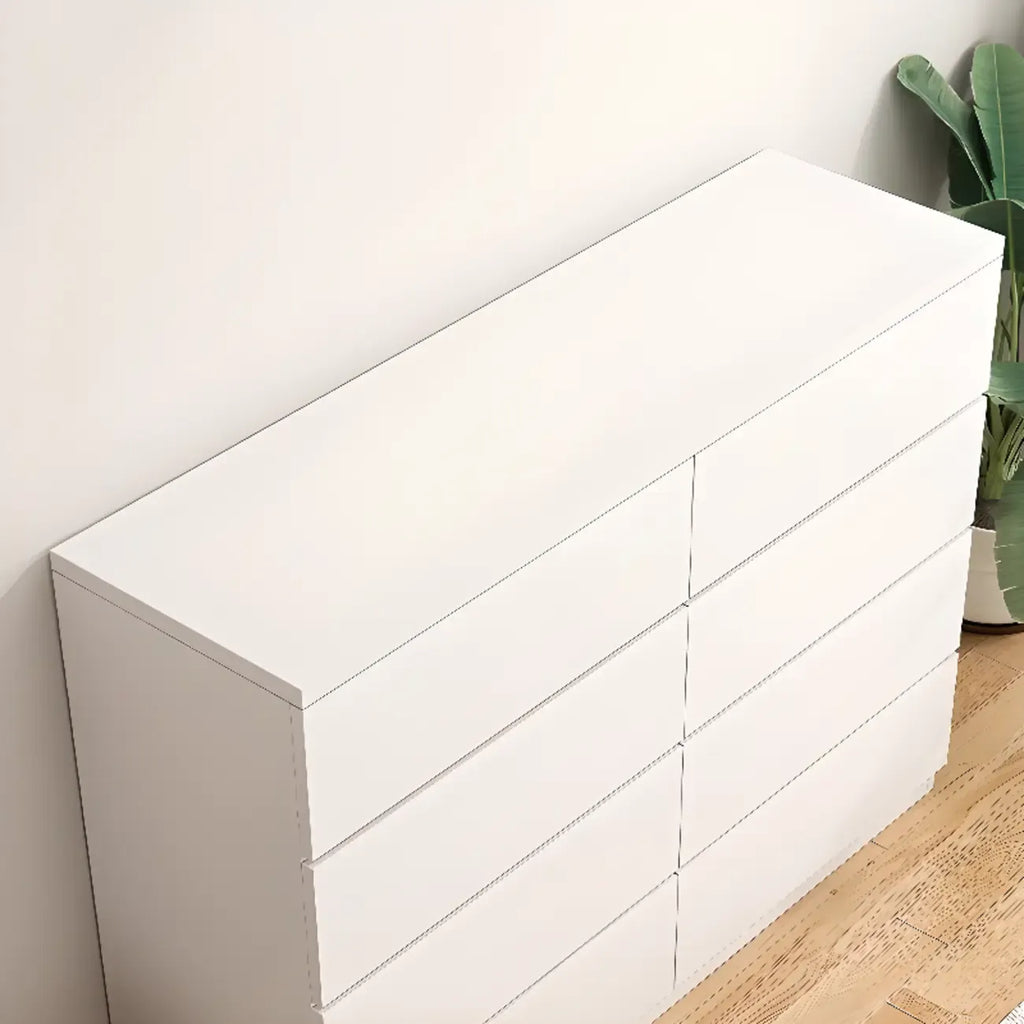 Commode de chambre minimaliste géométrique en bois manufacturé blanc