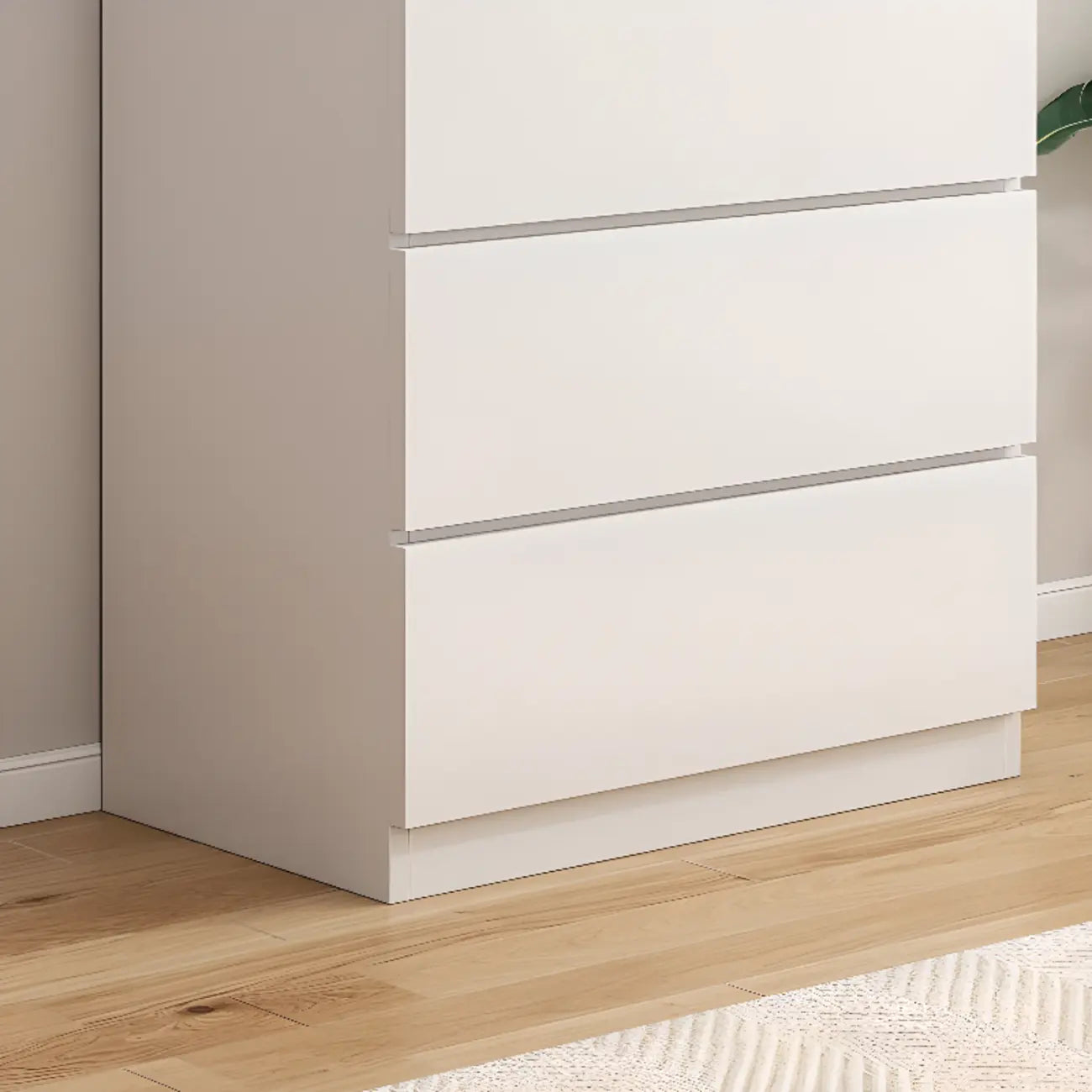 Commode de chambre minimaliste géométrique en bois manufacturé blanc