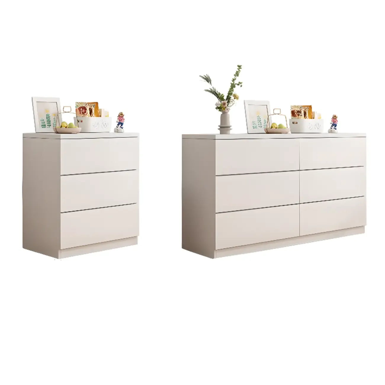 Commode de chambre minimaliste géométrique en bois manufacturé blanc