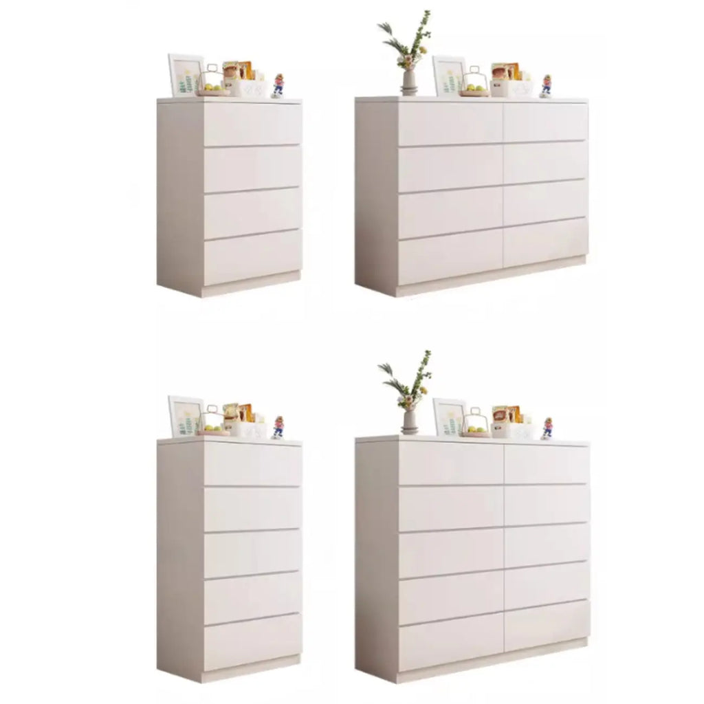 Commode de chambre minimaliste géométrique en bois manufacturé blanc