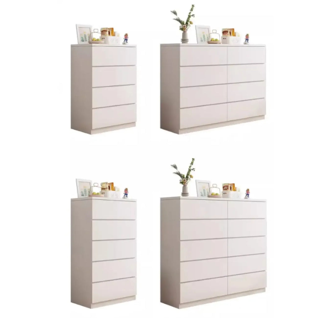 Commode de chambre minimaliste géométrique en bois manufacturé blanc