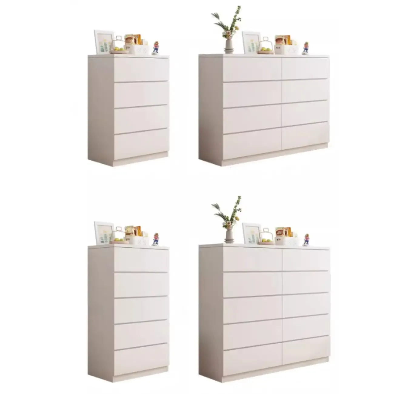 Commode de chambre minimaliste géométrique en bois manufacturé blanc