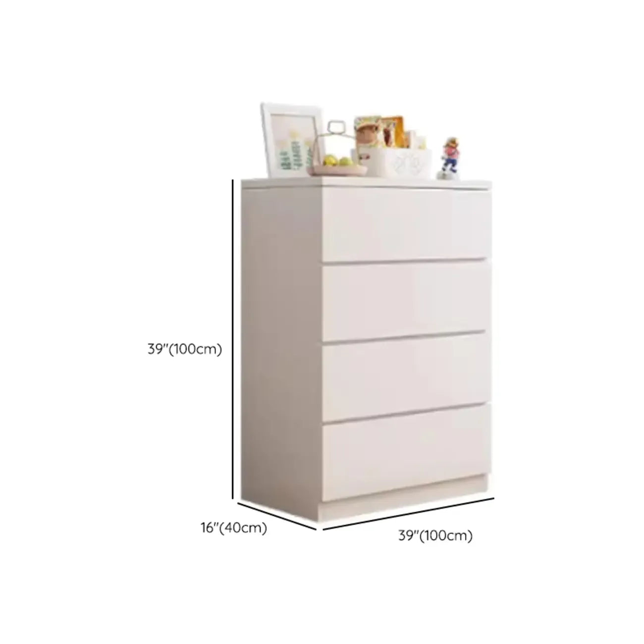 Commode de chambre minimaliste géométrique en bois manufacturé blanc