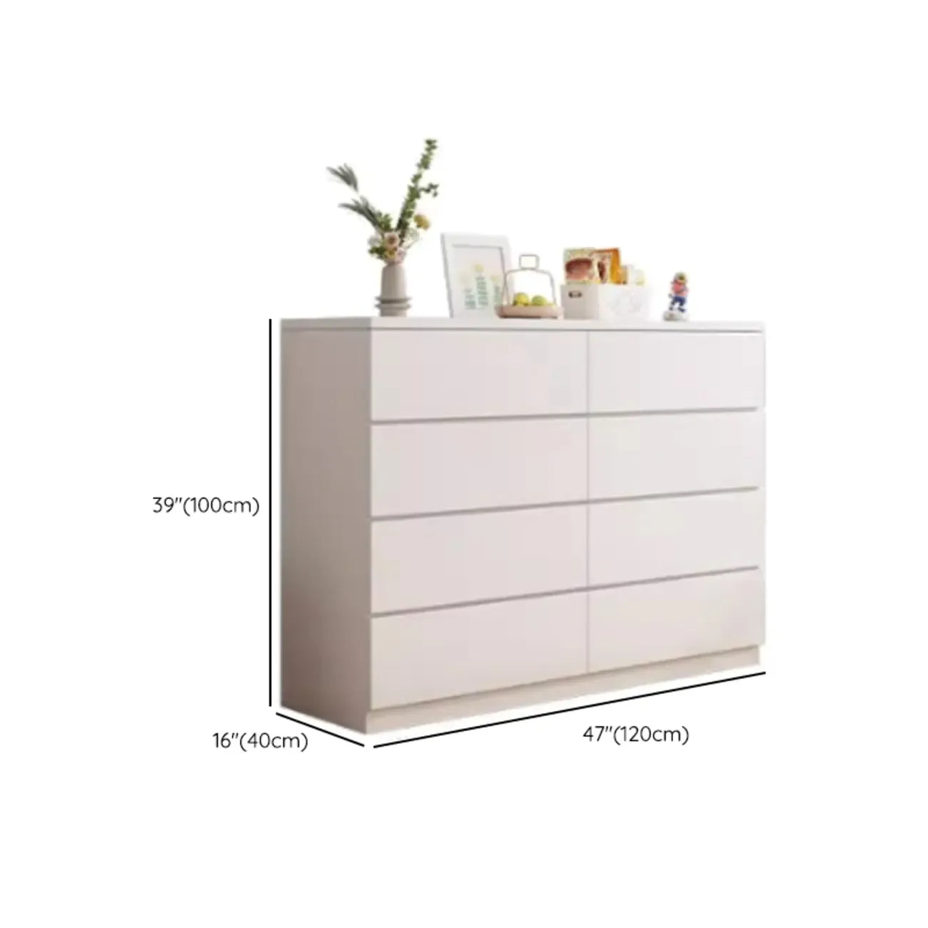 Commode de chambre minimaliste géométrique en bois manufacturé blanc