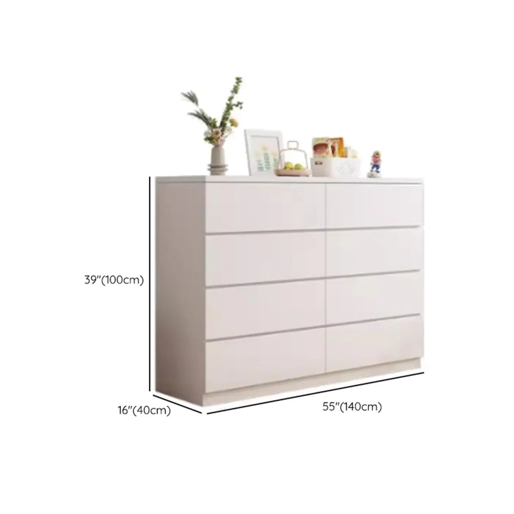 Commode de chambre minimaliste géométrique en bois manufacturé blanc