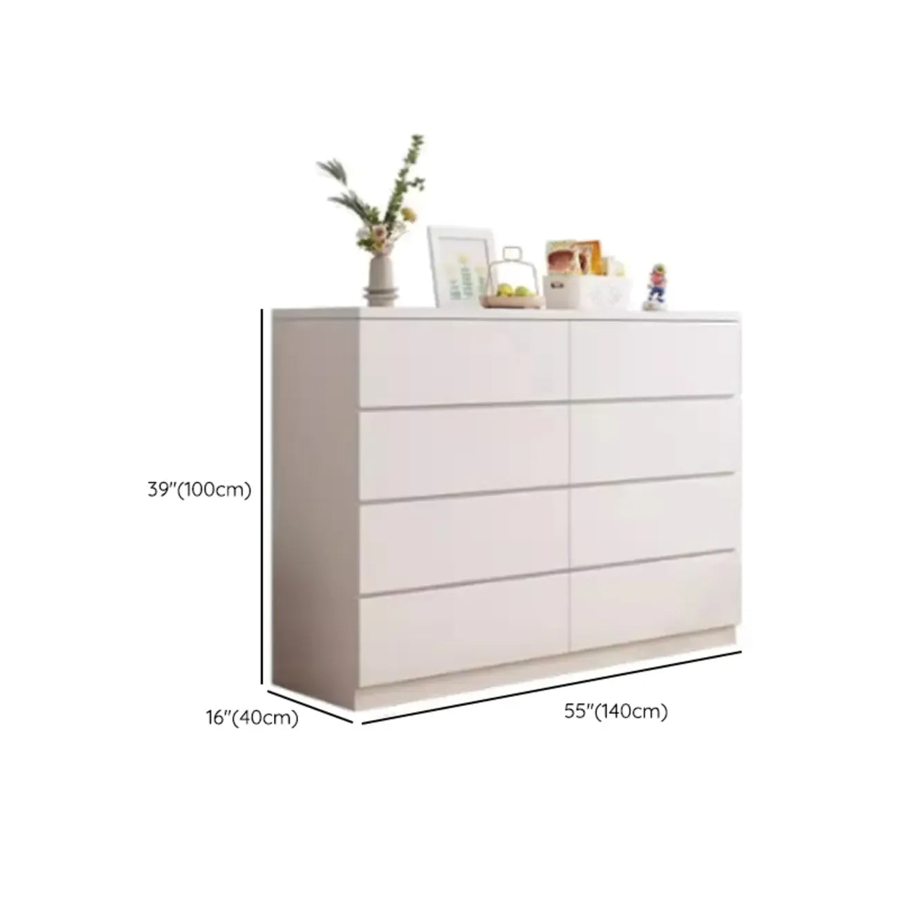 Commode de chambre minimaliste géométrique en bois manufacturé blanc