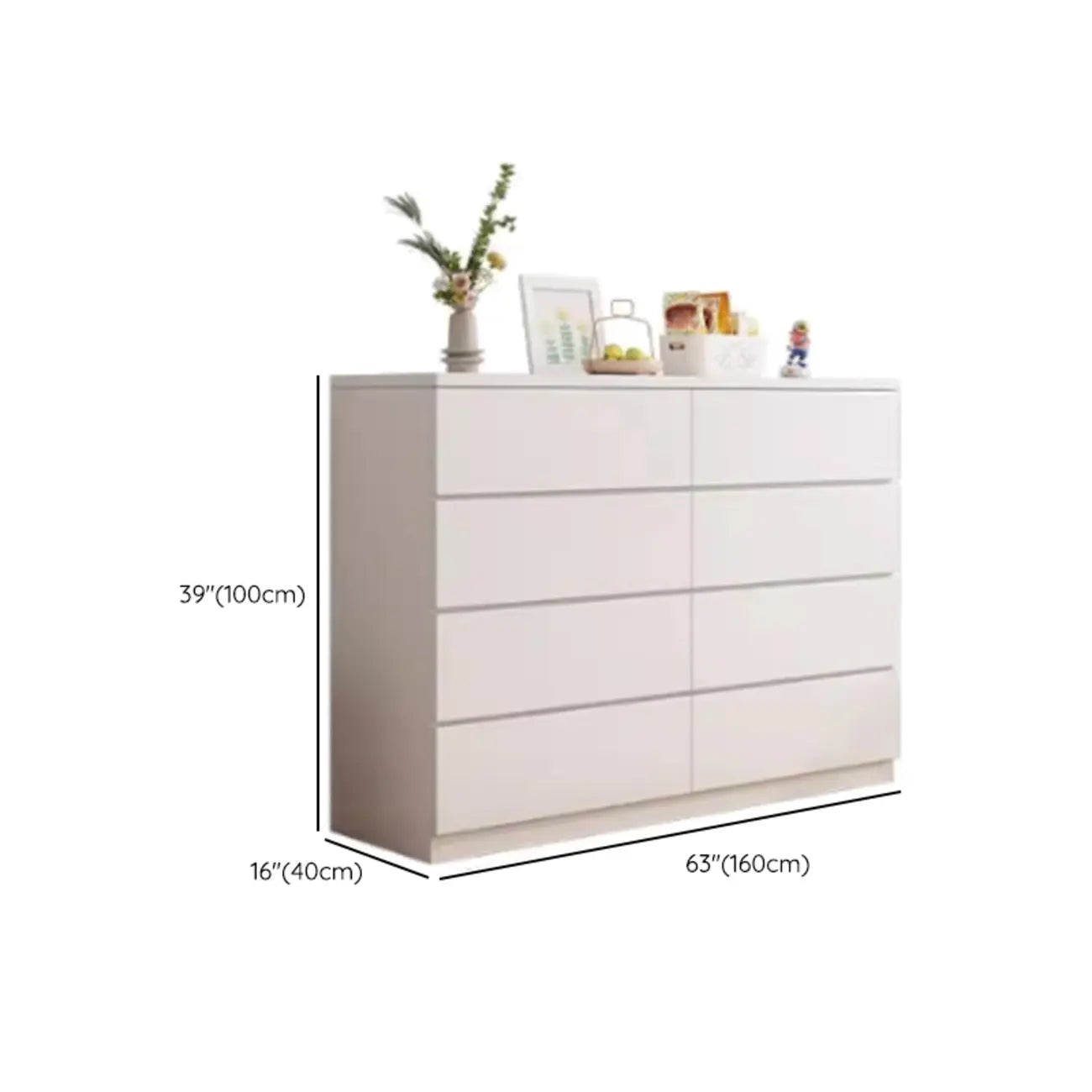 Commode de chambre minimaliste géométrique en bois manufacturé blanc