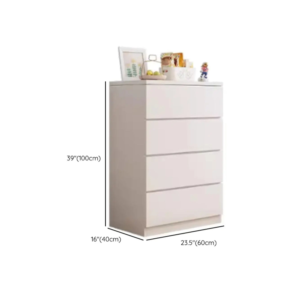Commode de chambre minimaliste géométrique en bois manufacturé blanc