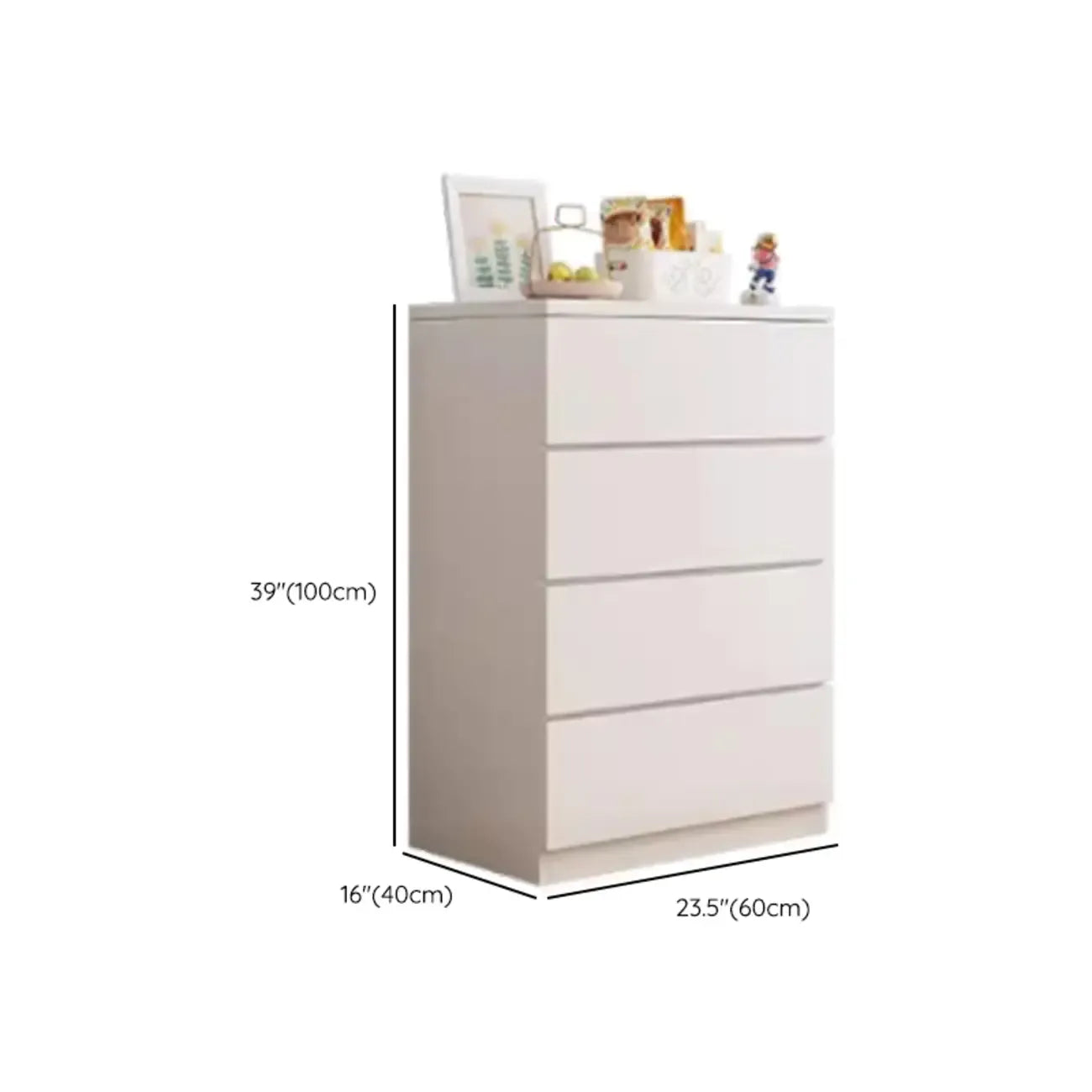 Commode de chambre minimaliste géométrique en bois manufacturé blanc