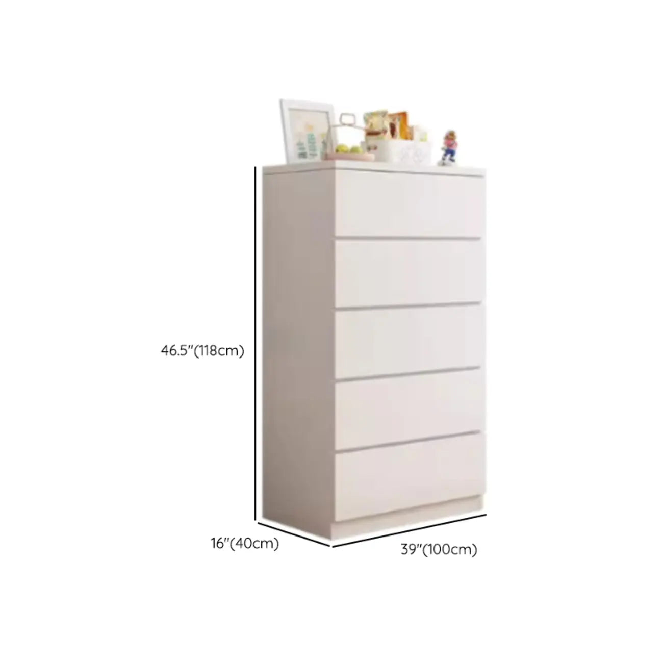 Commode de chambre minimaliste géométrique en bois manufacturé blanc