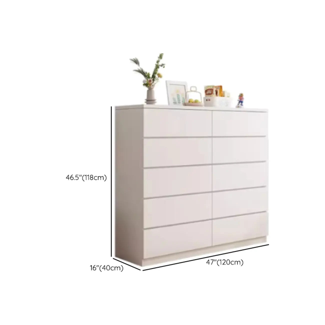 Commode de chambre minimaliste géométrique en bois manufacturé blanc