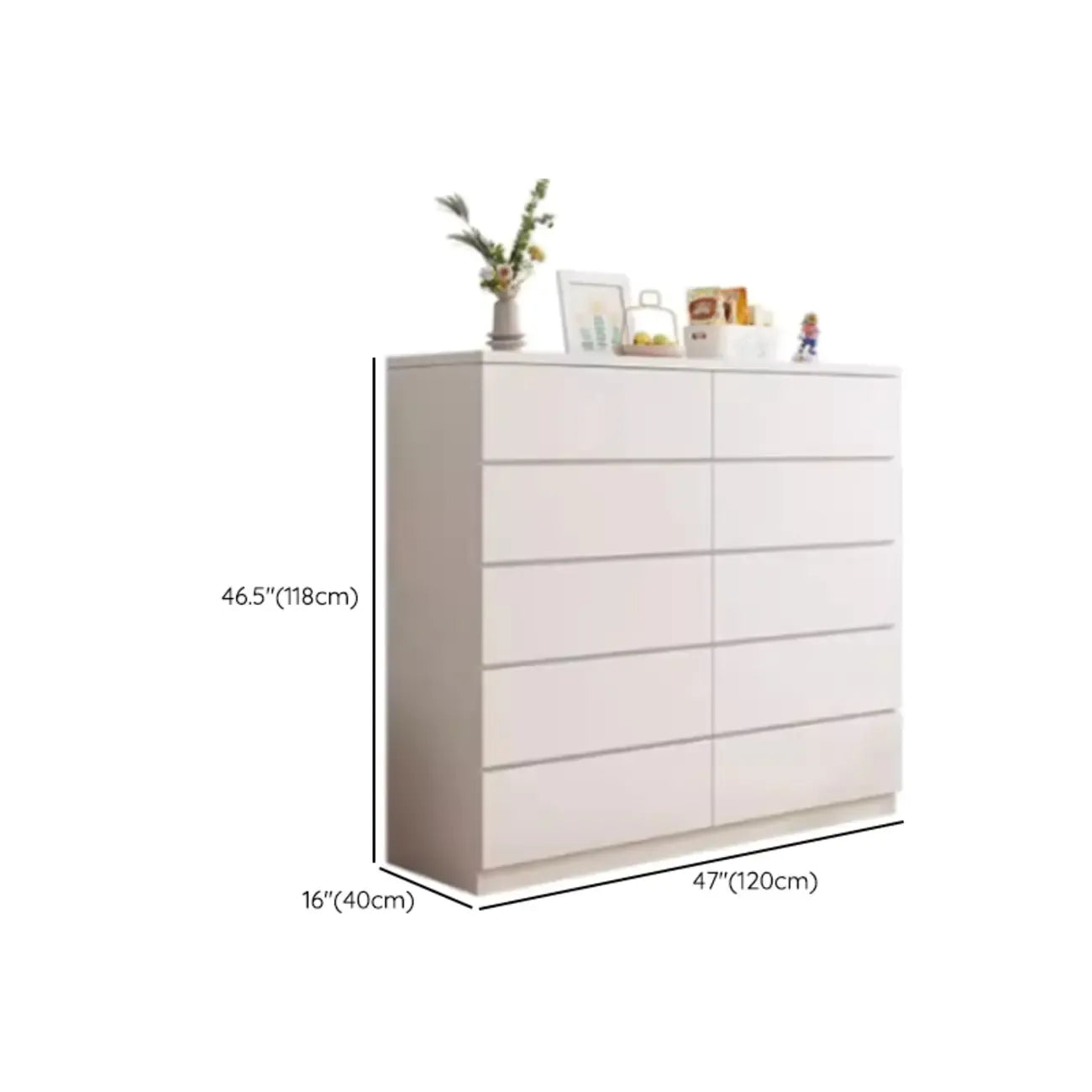Commode de chambre minimaliste géométrique en bois manufacturé blanc