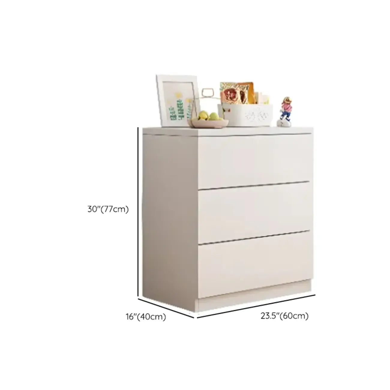 Commode de chambre minimaliste géométrique en bois manufacturé blanc