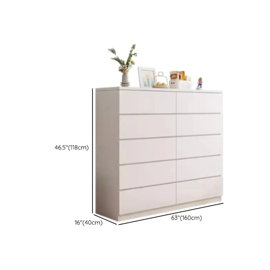 Commode de chambre minimaliste géométrique en bois manufacturé blanc