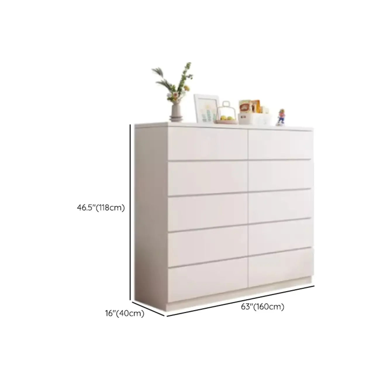 Commode de chambre minimaliste géométrique en bois manufacturé blanc