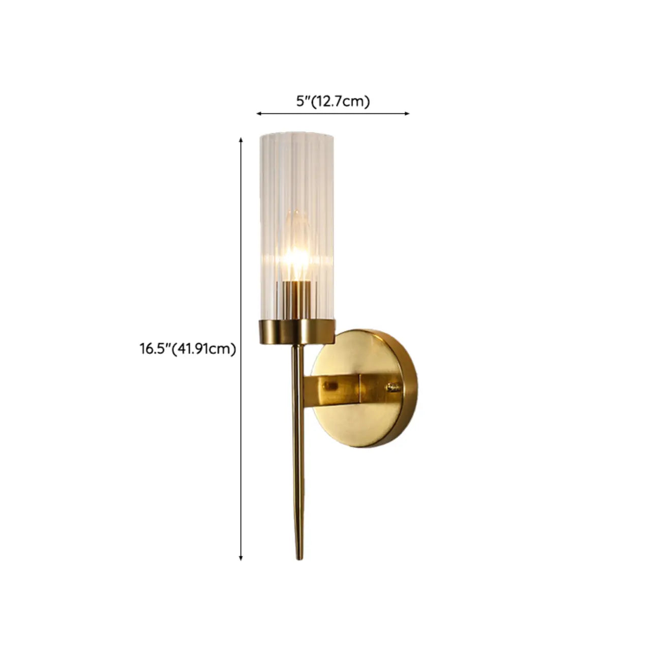 Applique murale cylindrique en laiton avec abat-jour en verre pour la décoration de la chambre