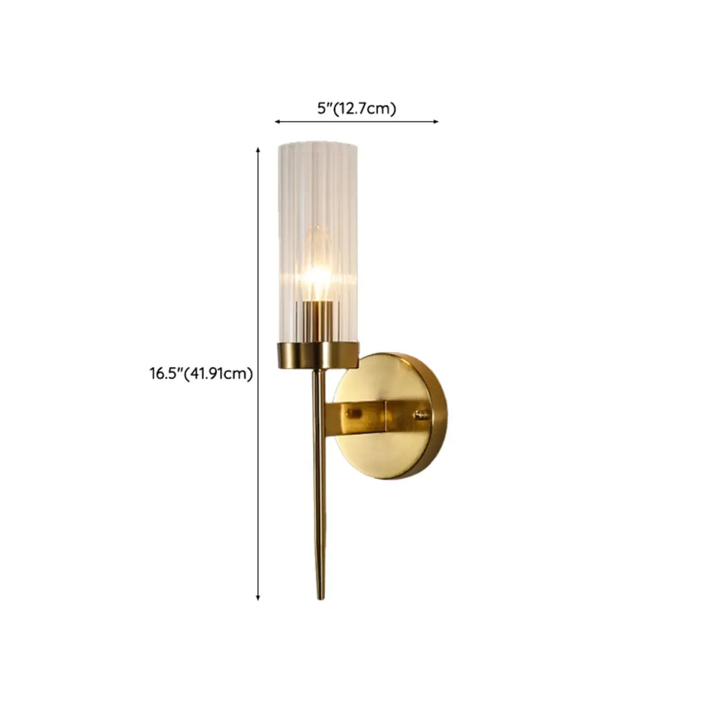 Applique murale cylindrique en laiton avec abat-jour en verre pour la décoration de la chambre