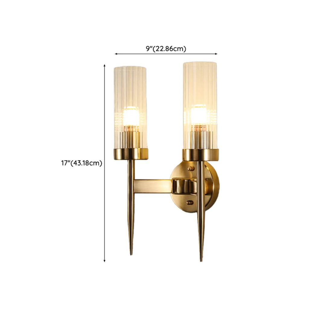 Applique murale cylindrique en laiton avec abat-jour en verre pour la décoration de la chambre