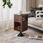 Table d'appoint rectangulaire intemporelle en bois pivotante à 360°