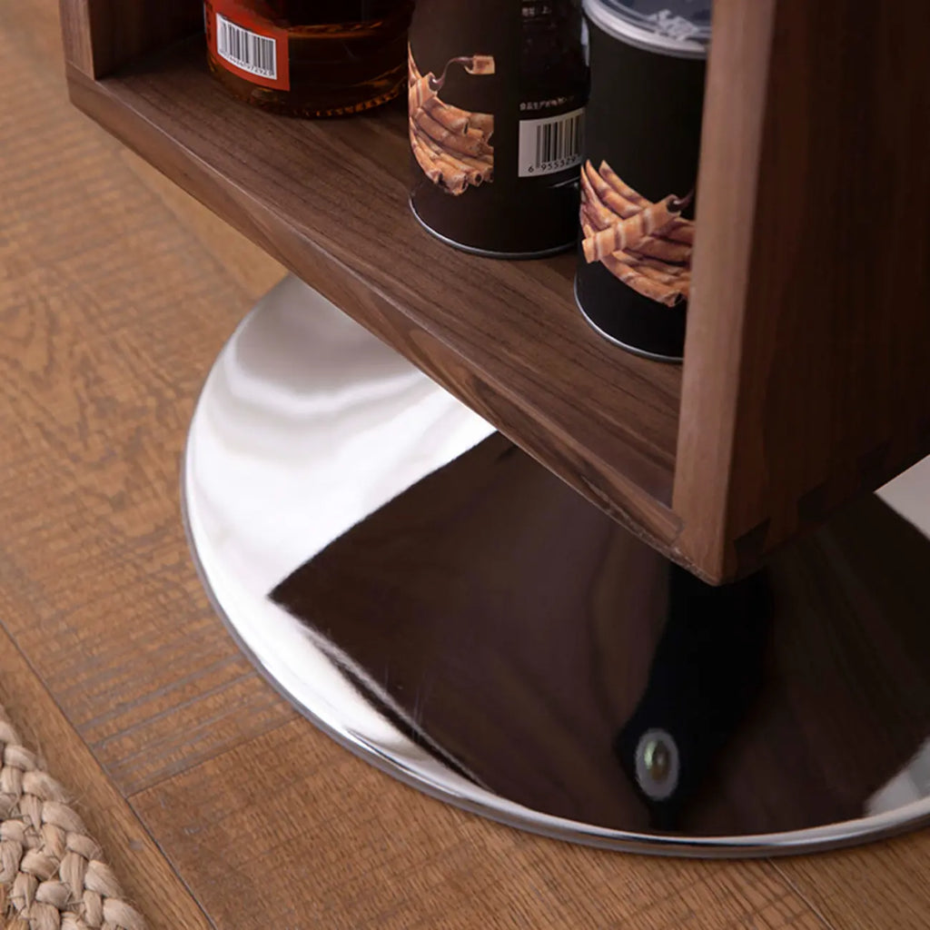 Table d'appoint rectangulaire intemporelle en bois pivotante à 360°