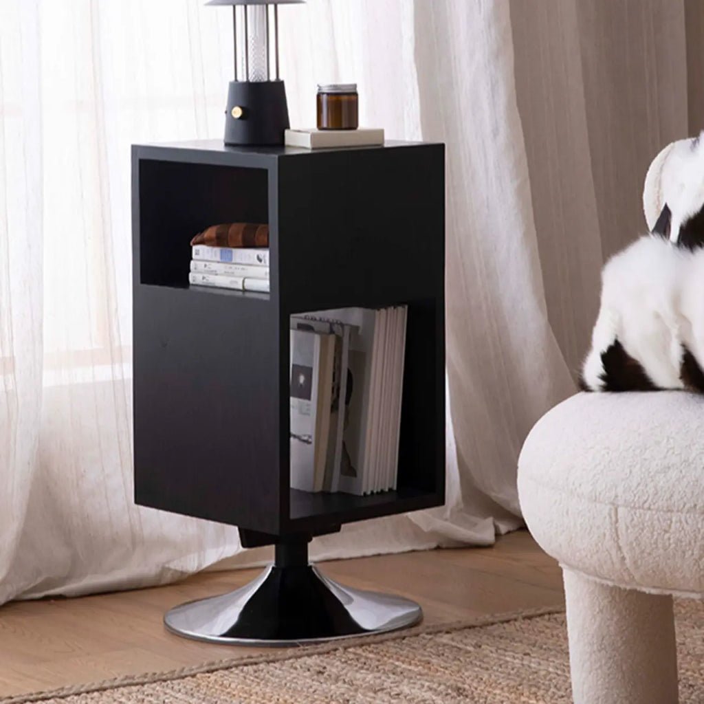 Table d'appoint rectangulaire intemporelle en bois pivotante à 360°