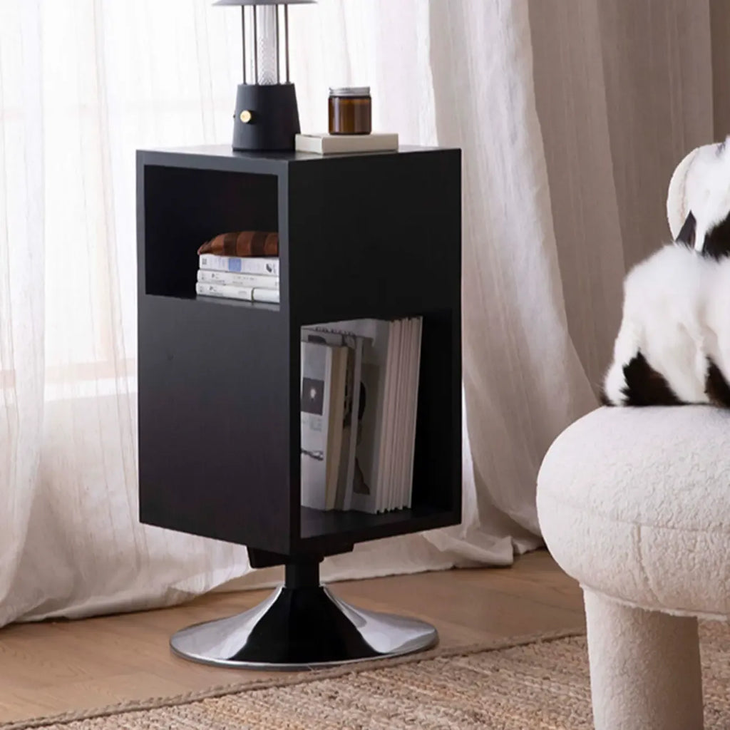 Table d'appoint rectangulaire intemporelle en bois pivotante à 360°