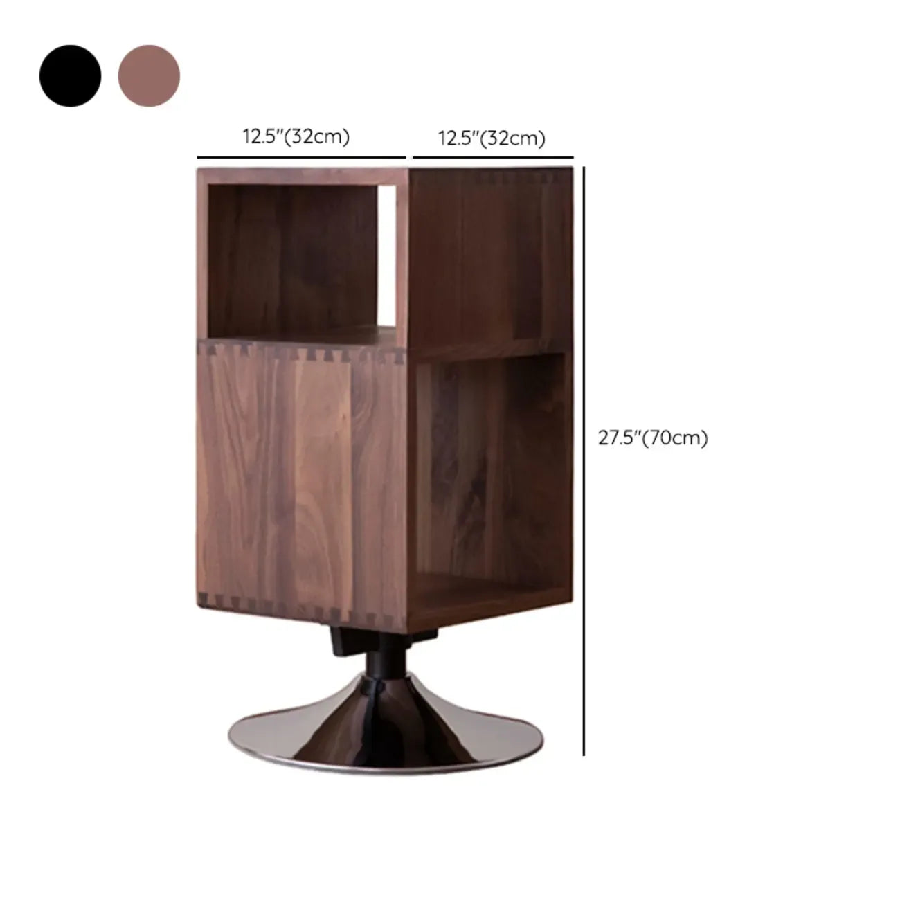 Table d'appoint rectangulaire intemporelle en bois pivotante à 360°