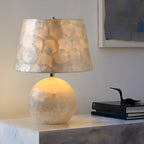 Lampe de table moderne en forme de coquillage avec abat-jour géométrique, LED