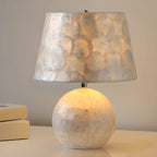 Lampe de table moderne en forme de coquillage avec abat-jour géométrique, LED