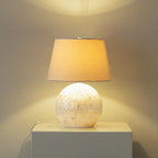 Lampe de table moderne en forme de coquillage avec abat-jour géométrique, LED