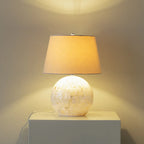 Lampe de table moderne en forme de coquillage avec abat-jour géométrique, LED