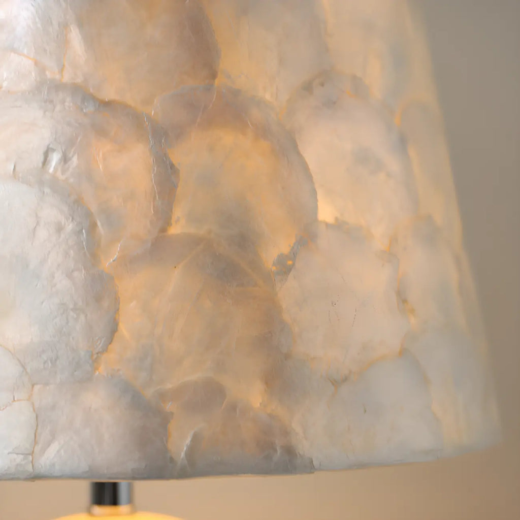 Lampe de table moderne en forme de coquillage avec abat-jour géométrique, LED