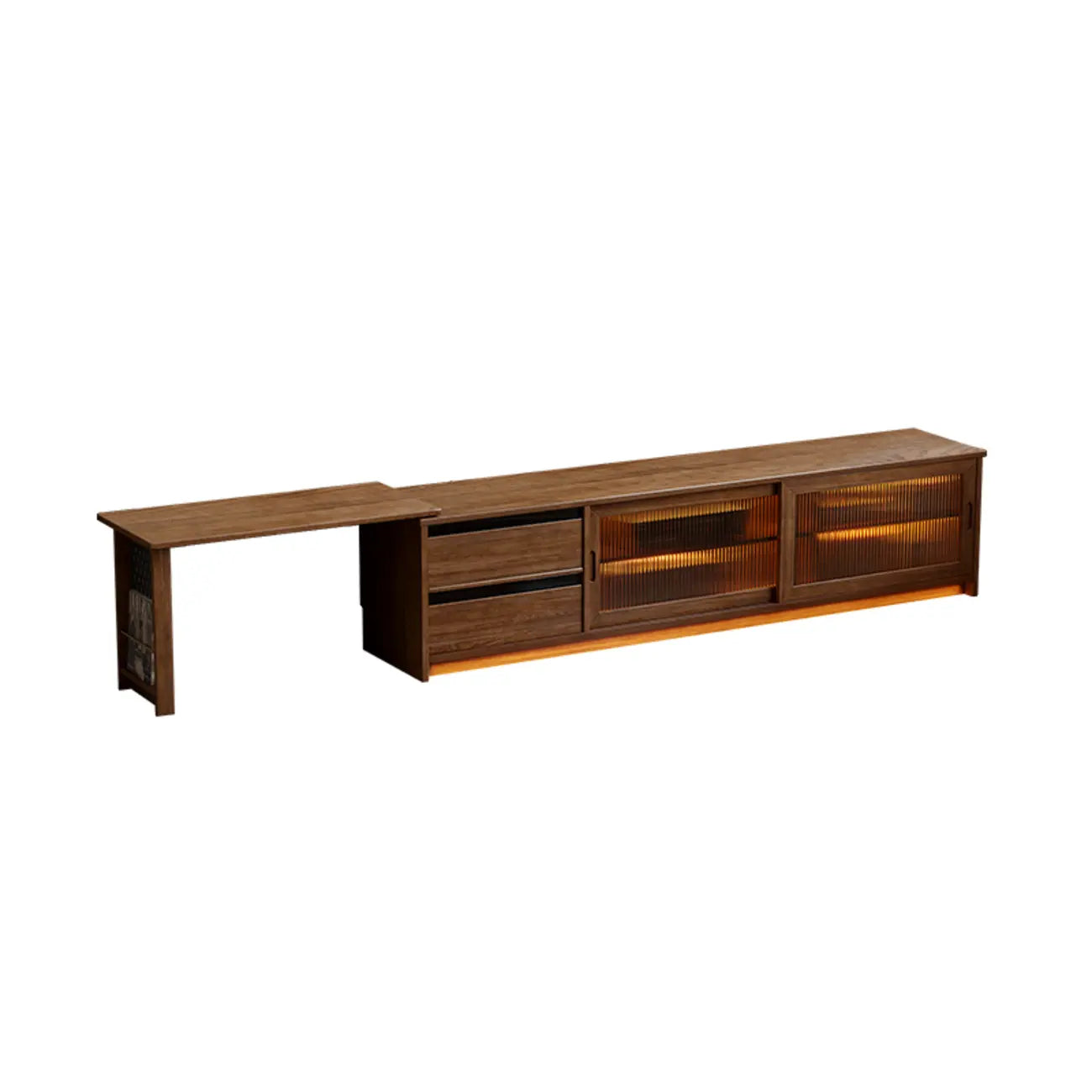 Meuble TV extensible en bois brun avec 2 placards
