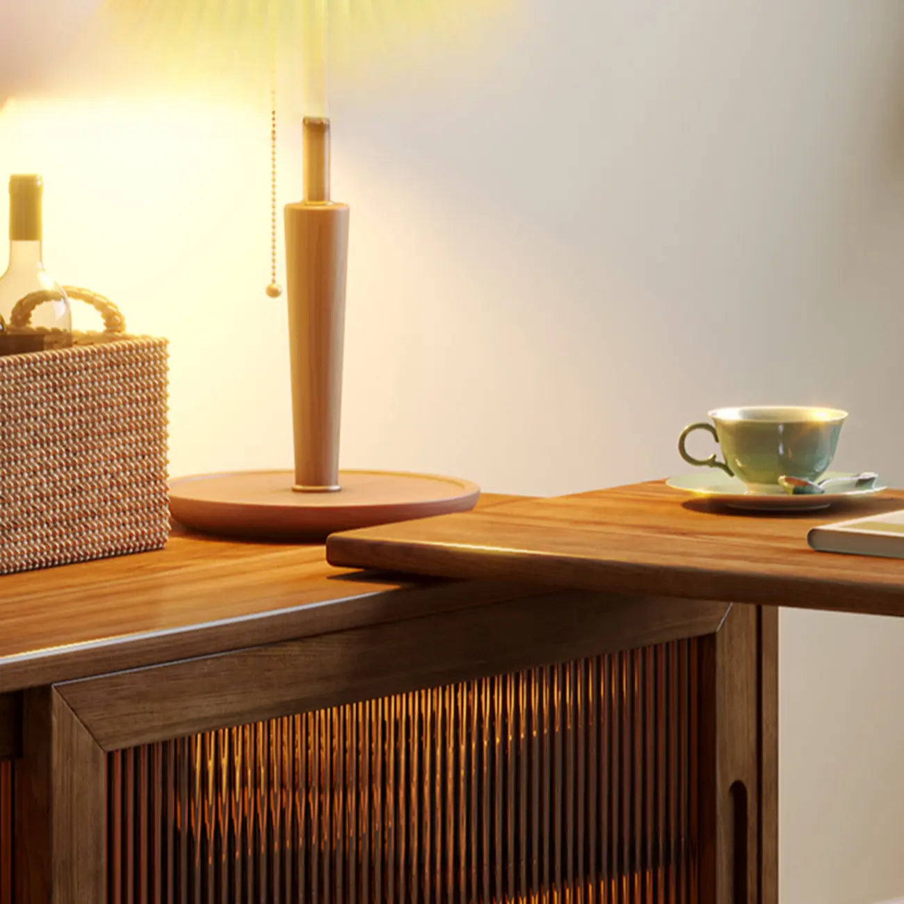 Meuble TV extensible en bois brun avec 2 placards