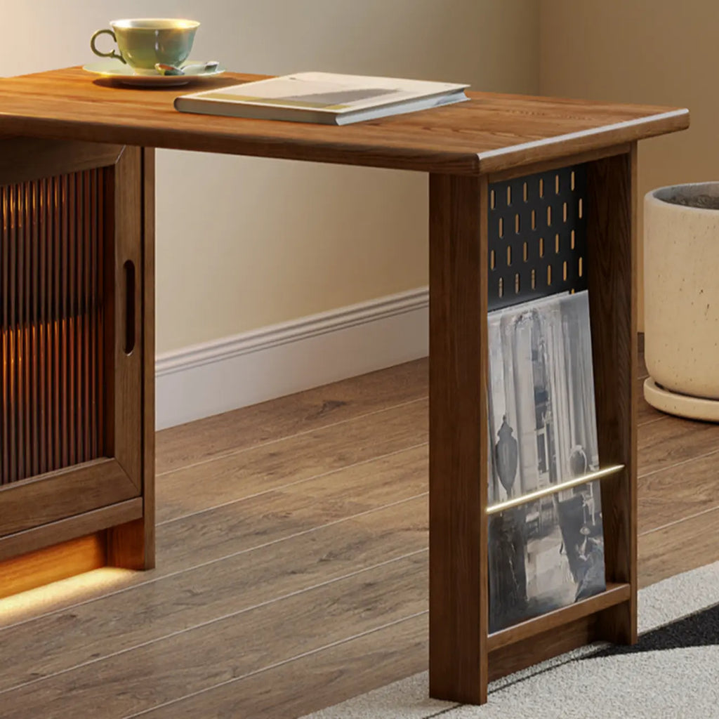 Meuble TV extensible en bois brun avec 2 placards