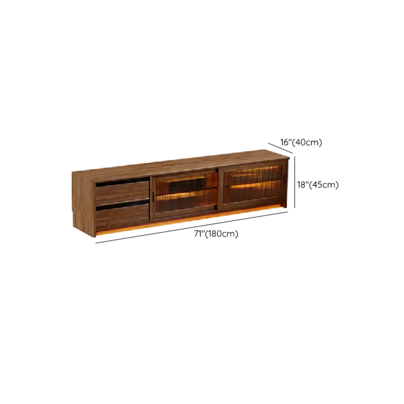 Meuble TV extensible en bois brun avec 2 placards