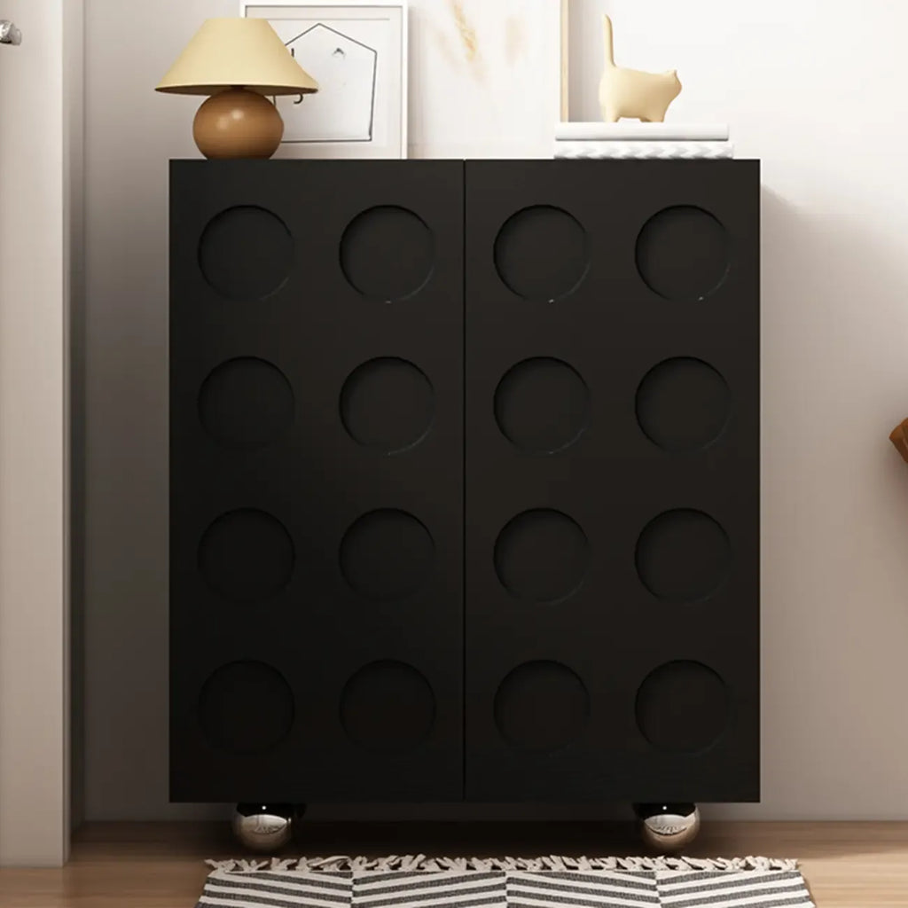 Meuble à chaussures sur roulettes en bois d'ingénierie noir pour couloir