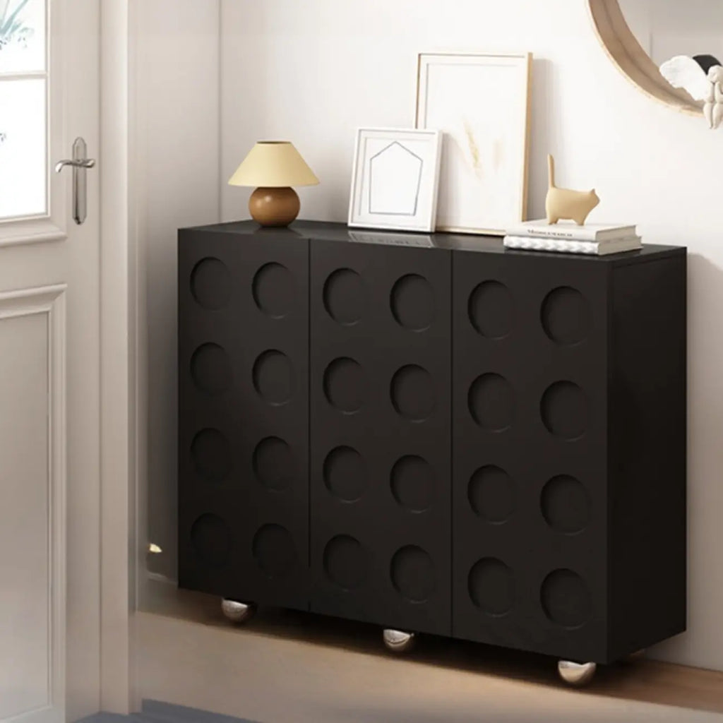 Meuble à chaussures sur roulettes en bois d'ingénierie noir pour couloir
