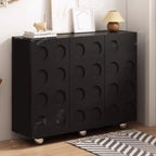 Meuble à chaussures sur roulettes en bois d'ingénierie noir pour couloir