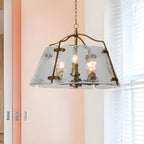 Lustre moderne conique en céramique blanche et dorée