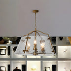 Lustre moderne conique en céramique blanche et dorée