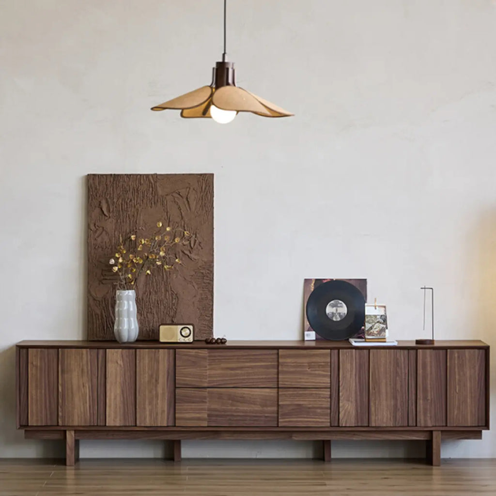 Meuble TV 2-Ter en bois massif marron avec tiroirs, 79 pouces, pour salon