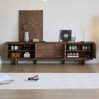 Meuble TV 2-Ter en bois massif marron avec tiroirs, 79 pouces, pour salon