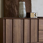 Meuble TV 2-Ter en bois massif marron avec tiroirs, 79 pouces, pour salon