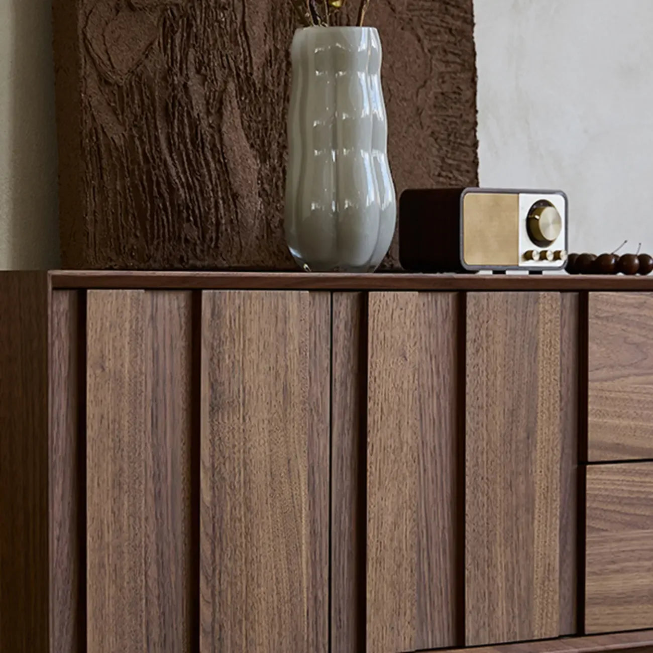 Meuble TV 2-Ter en bois massif marron avec tiroirs, 79 pouces, pour salon