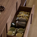 Meuble TV 2-Ter en bois massif marron avec tiroirs, 79 pouces, pour salon