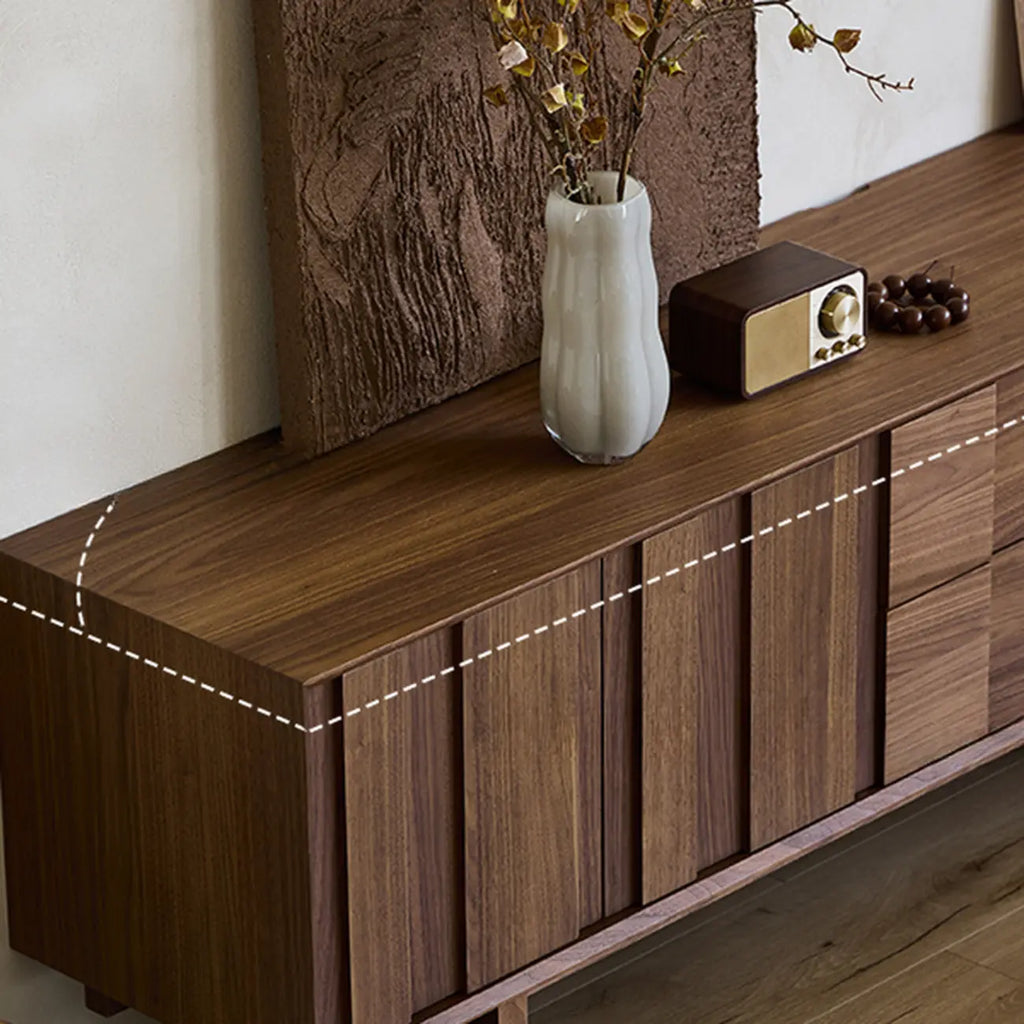 Meuble TV 2-Ter en bois massif marron avec tiroirs, 79 pouces, pour salon