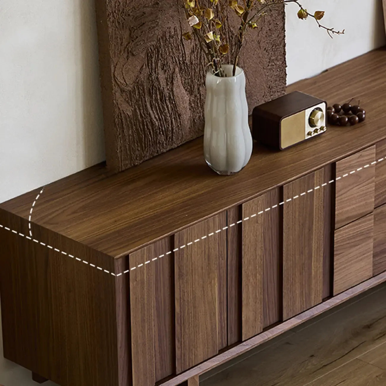 Meuble TV 2-Ter en bois massif marron avec tiroirs, 79 pouces, pour salon