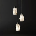 Suspension Art Déco simple conique en albâtre avec corde
