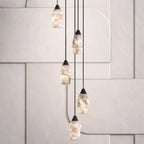 Suspension Art Déco simple conique en albâtre avec corde